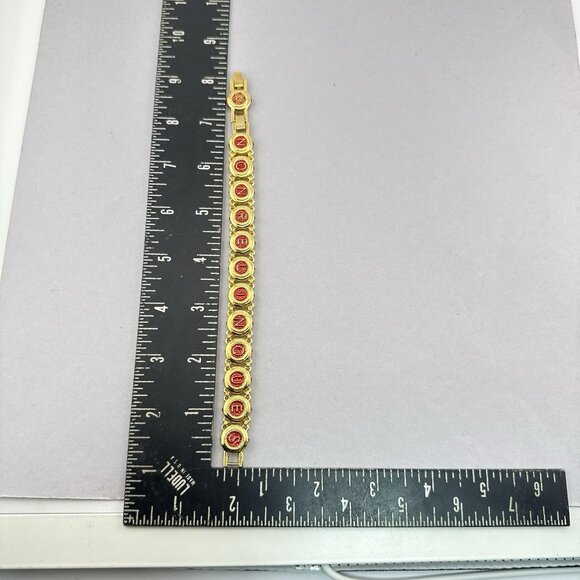 Camrose & Kross JBK Bracelet Red Castellani Wedding Jackie Kennedy Gold Tone 8" - Picture 6 of 16